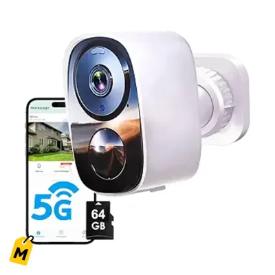 Camara Seguridad 2K Inalambrica HITELLARCAM. Bateria Dura, Nube Gratis, SD 64G.