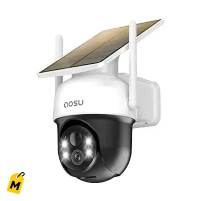 Camara Solar AOSU Pa la Calle Sin Cables Vista 360 Rastreo Auto Vision Nocturna 2K