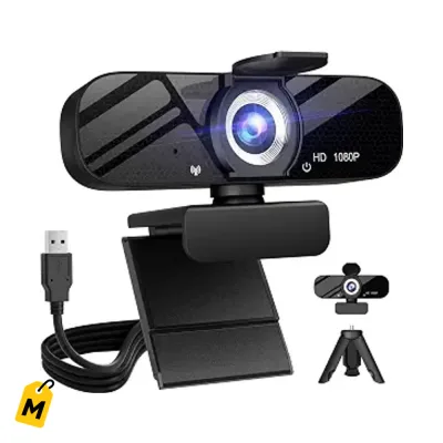 Camara Web Tewiky Full HD con microfono y tripode giratorio, 1080P, pa PC y laptop