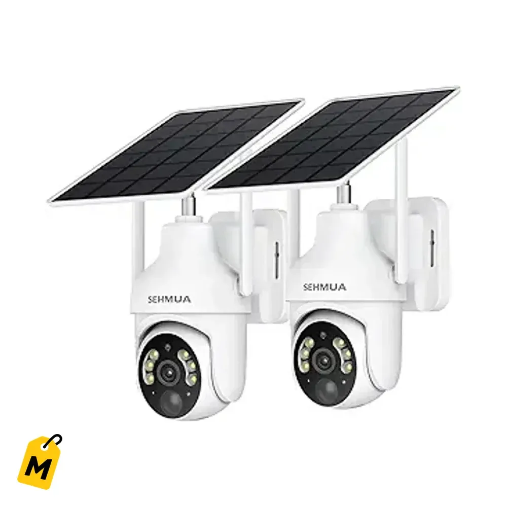 Camaras SEHMUA 2K Solar Inalambricas Exterior 2-Pack 360 Vision Nocturna Color