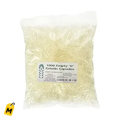 Capsulas Vacias Gelatina #0 x1000 - Hechas en USA - Paquete Reutilizable