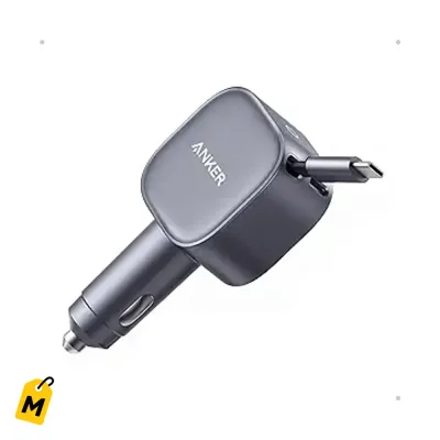 Cargador Anker USB-C Retractil 75W Carga Rapida pa iPhone Galaxy MacBook y mas