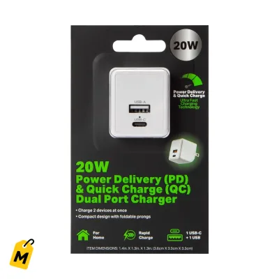 Cargador de pared 20W carga super rapida pa dos aparatos a la vez