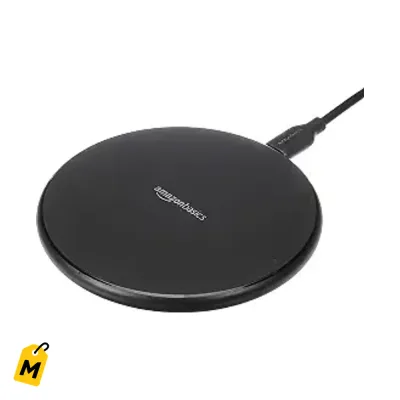 Cargador Inalambrico Amazon Basics 15W Qi Rapido pa iPhone Samsung LG Negro