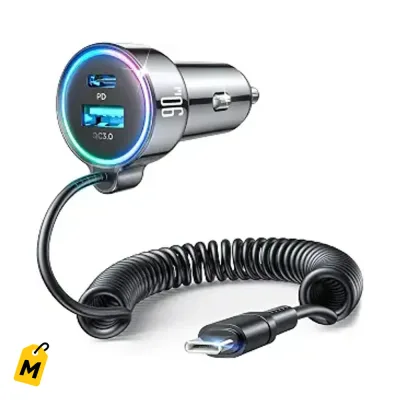 Cargador Rapido Carro USB C 90W Con Cable 5 Pies Pa To Tus Aparatos