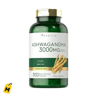Carlyle Ashwagandha Pa Hombres y Mujeres | 300 Capsulas | Con Pimienta Negra | Sin Gluten