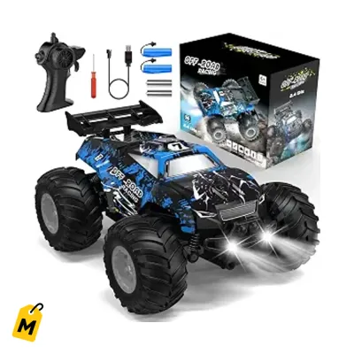Carro Control Remoto Hielse Monster Truck LED Recargable Todo Terreno Pa Ninos