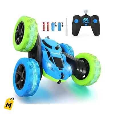 Carro de control Hamdol pa ninos, doble lao, gira 360, luces LED, 4WD, recargable