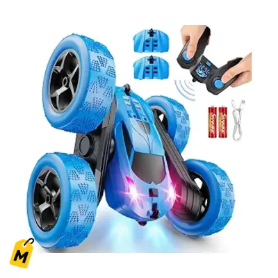 Carro RC Acrobatico QUNREDA 4x4 con Luces LED y Giros 360 - Baterias USB-C Pa Ninos