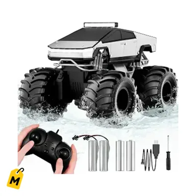 Carro RC Anfibio 4x4 Todo Terreno, Cyber Truck Impermeable 360 Grados para Ninos