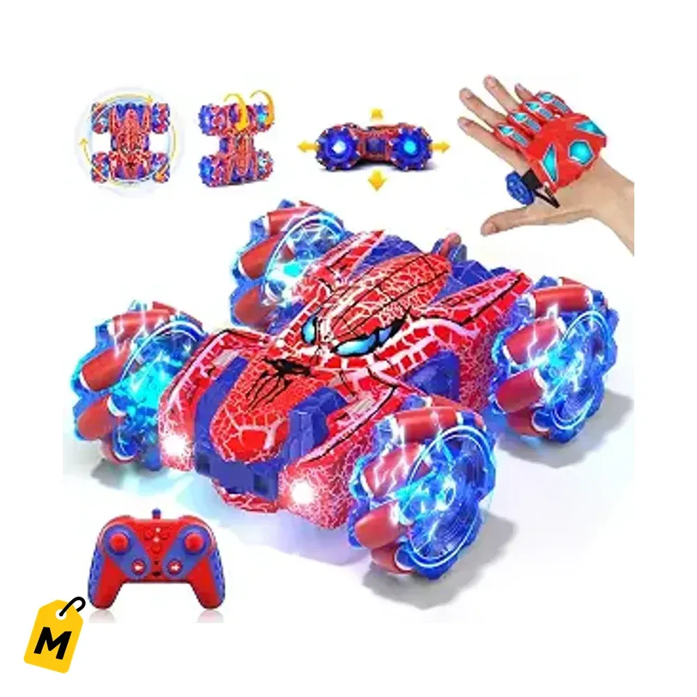 Carro RC Arana Control Gestos, Doble Cara, Luces LED, Recargable, Regalo Chulos 3-12