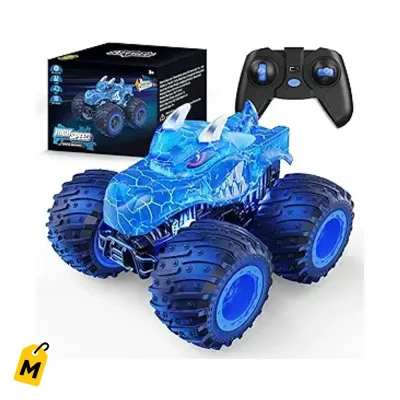 Carro RC Monstruo AUUGUU con Spray y Luces para Ninos 3+ Juguete Todoterreno