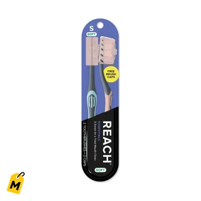 Cepillo de Dientes Reach Essentials Pequeno con Tapa, Pack de 2