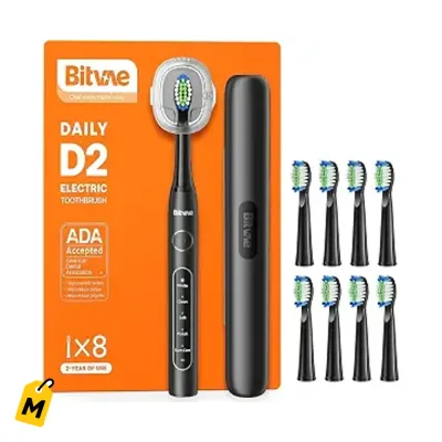Cepillo Electrico Bitvae Aprobado ADA Bateria 60 Dias Pa Viajar Sonrisa Brillante