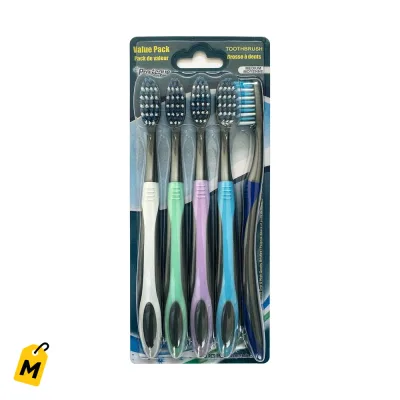 Cepillos de Dientes Pro-teque Medianos, Pack de 5, Colores Surtidos
