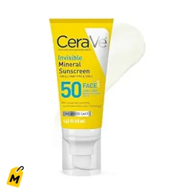 CeraVe Protector Solar Mineral Invisible SPF 50 Facial Piel Sensible Sin Aceite
