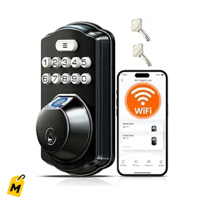 Veise VE012W Cerradura Inteligente WiFi Huella Negra Control Total Sin Llave