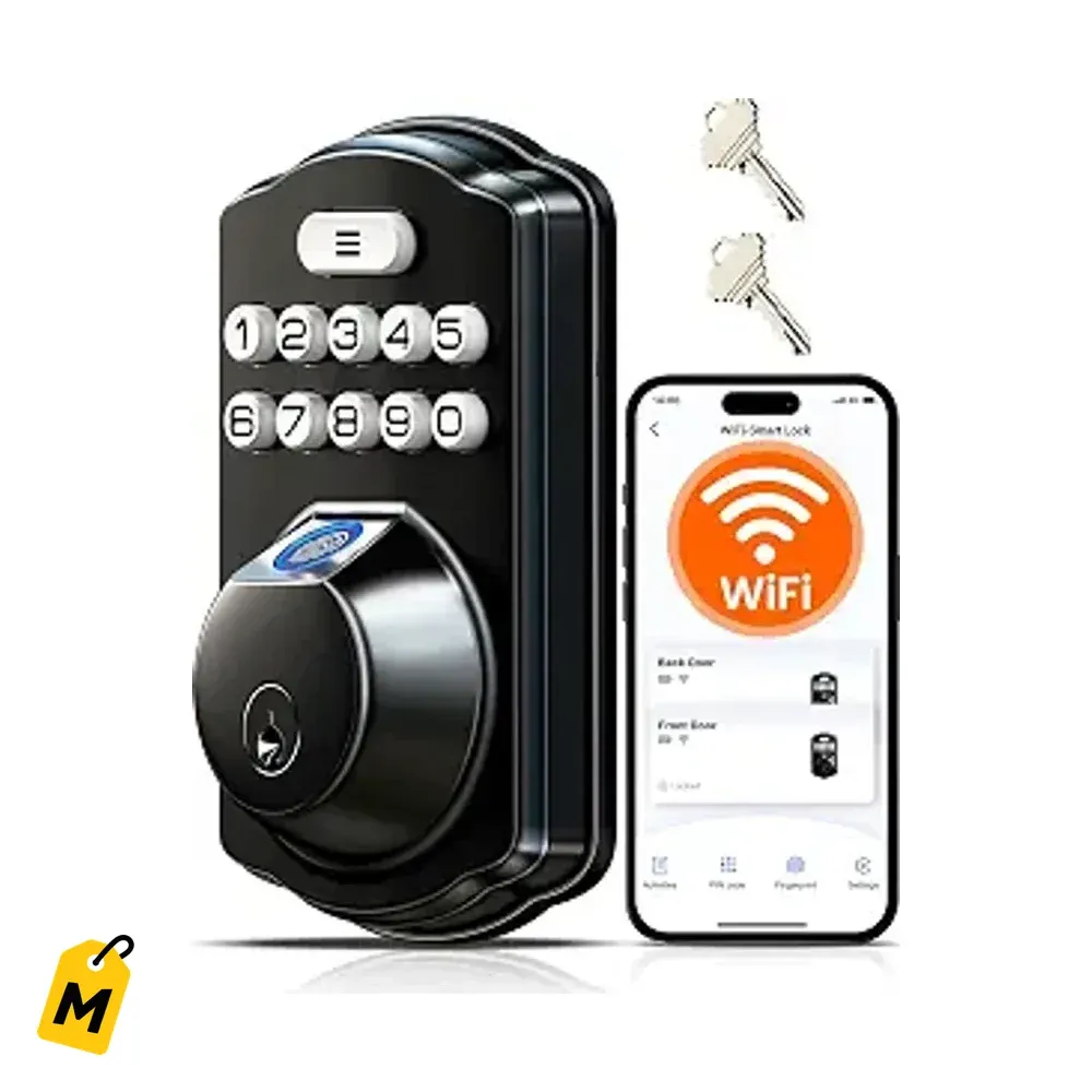 Cerradura Inteligente Veise VE012W WiFi Huella Control App Alexa Google Negro Mate