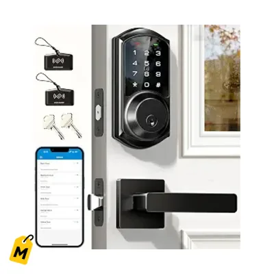 Cerradura Inteligente Veise VE06-L Negro Mate Control App Teclado Digital y Manija