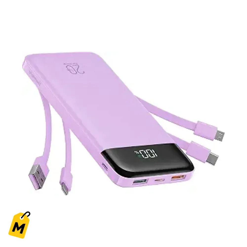 Charmast Power Bank 20000mAh con Cables Integrados Carga Rapida Pa To Tus Equipos