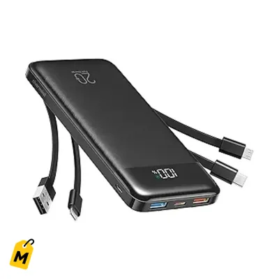 Charmast Power Bank 20000mAh con Cables Integraos | Carga Rapida Pa To Tus Aparatos