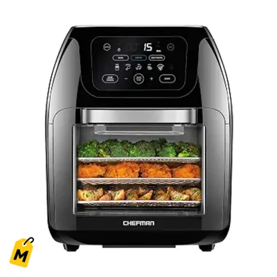 Chefman Freidora Aire Digital 10L: Asador, Horno Conveccion, Pantalla Tactil
