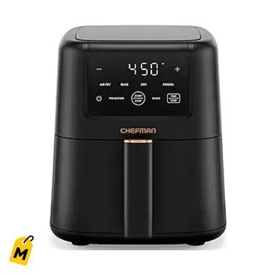 Chefman Freidora de Aire 4 en 1 Fina 3.5QT 450F Crujiente Antiadherente Negra