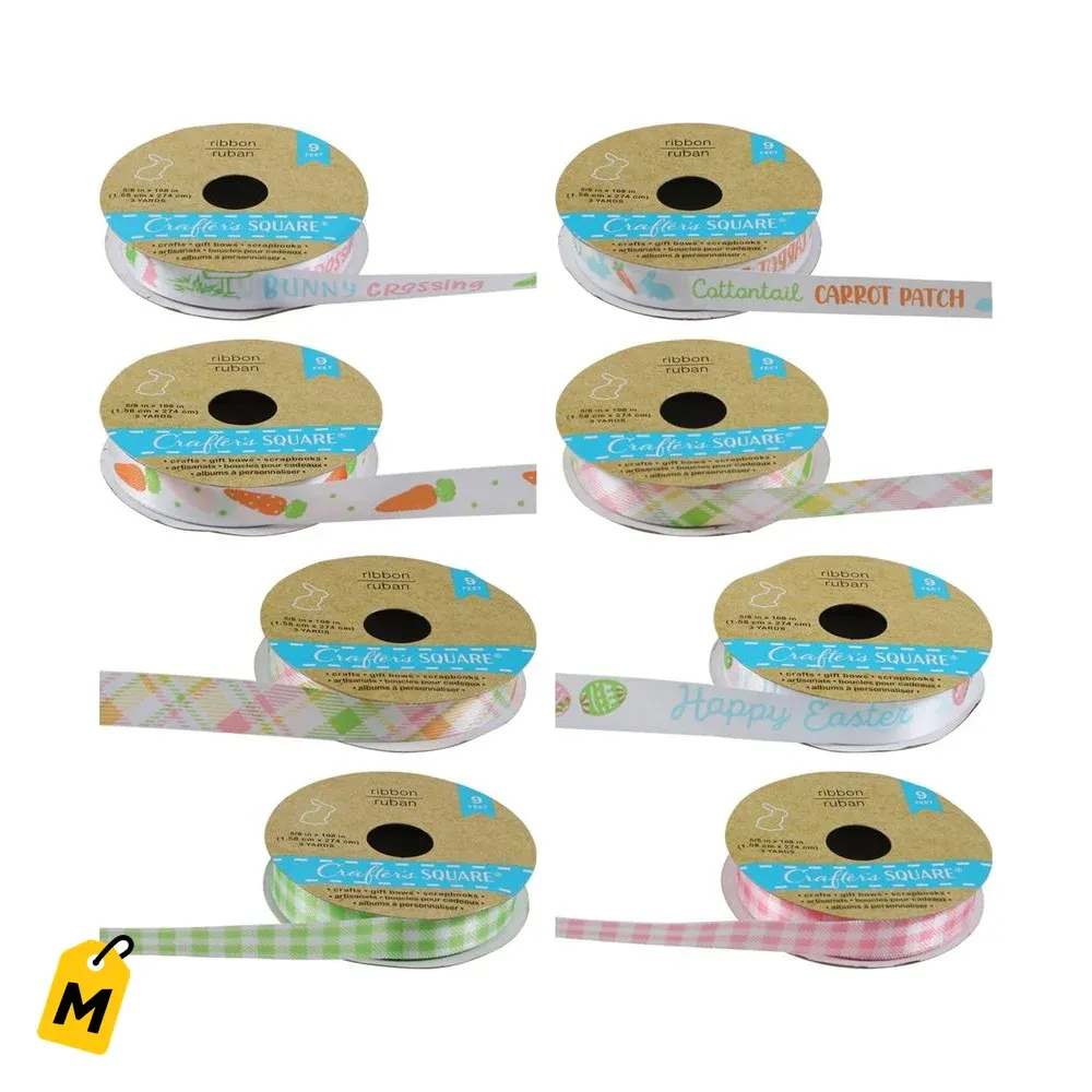 Cinta de Pascua Poliester 3yd Disenos Variados para Tus Creaciones
