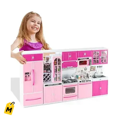 Cocina de Juguete Rosa 64 Pzas con Luces y Sonidos para Ninas