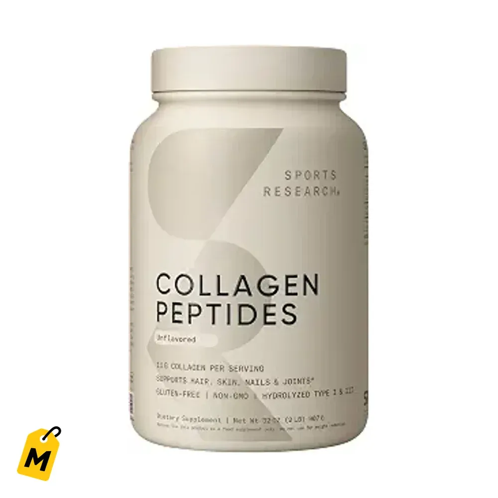 Colageno en Polvo Sports Research 2lb Sin Sabor Pelo Piel Articulaciones Facil de Mezclar