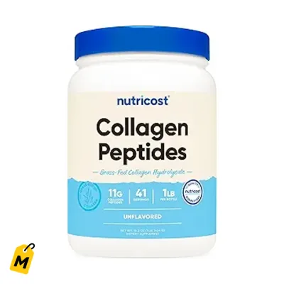 Colageno Nutricost 1LB (454g) de Res Pastoreo Sin Sabor para Piel y Huesos Fuertes