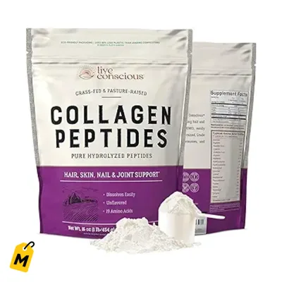 Colageno Peptidos Live Conscious - Pelo Piel Unas y Articulaciones al 100 - 16oz