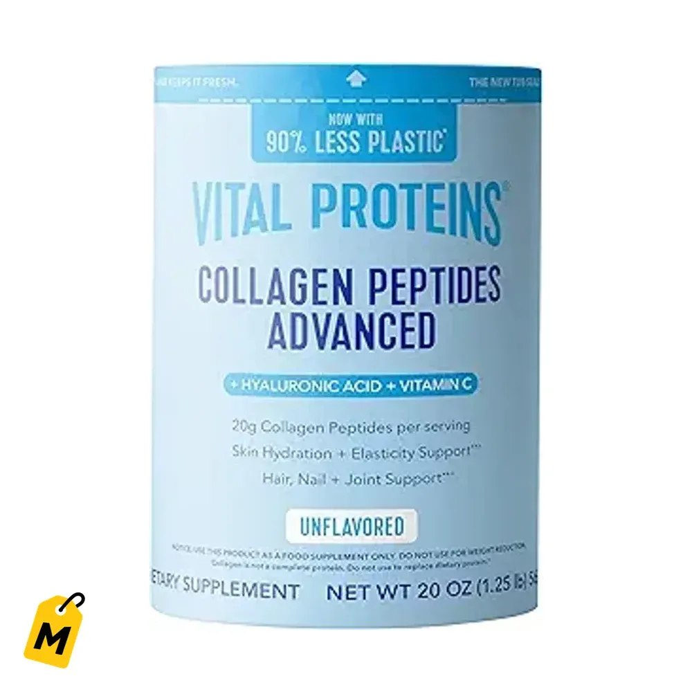 Colageno Vital Proteins Avanzado sin Sabor 20oz para Pelo Piel Unas con Vit C Acido Hialur