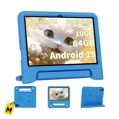 COLORROOM Tableta Android 15 pa ninos 10in. 10GB RAM, 64GB+1TB, control parental, azul