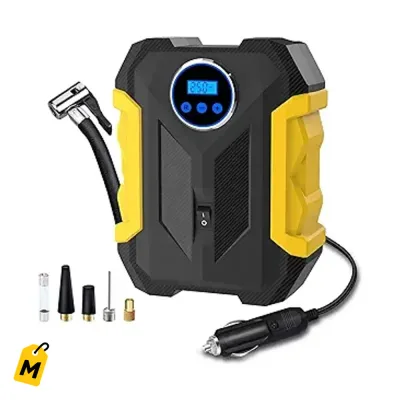 Compresor de Aire Digital Portatil 12V pa Carro con Luz LED