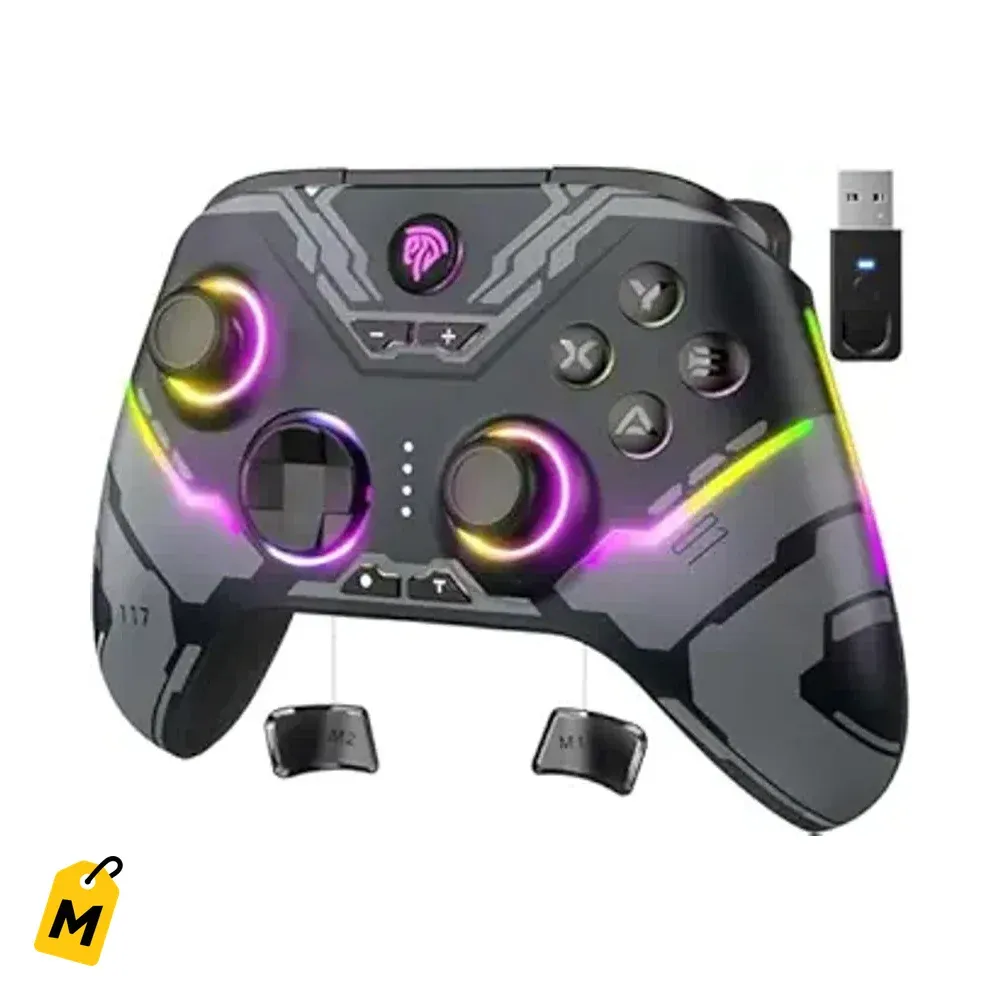Control EasySMX X15 Inalambrico pa PC, Switch y Android con Joysticks Hall Effect y Luces