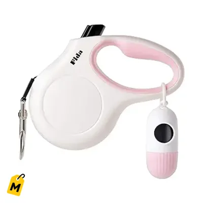 Correa Retractil Fida 16ft pa Perros Pequenos (hasta 26lbs) con Dispensador y Fundas Caca