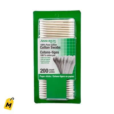 Cotonetes Assured Blancos, 200 Unidades
