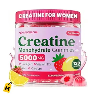 Creatina Gomitas Pa Mujeres: Energia, Musculos y Colageno. Sin Azucar, 120 Unid