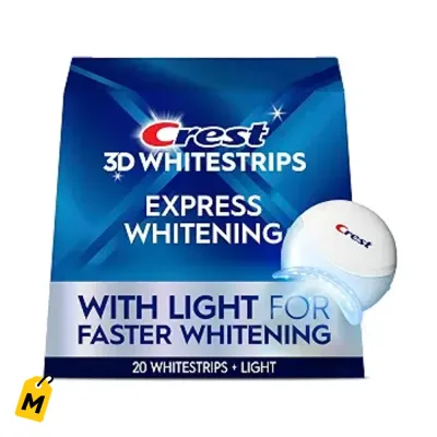 Crest 3D Whitestrips Express con Luz - Kit Blanqueador Dental Rapido