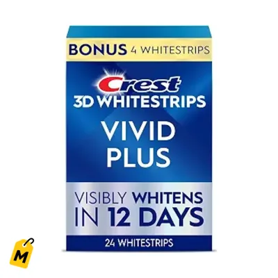 Crest 3D Whitestrips Vivid Plus: Blanquea Dientes Rapido y Seguro, 8 Niveles Mas Blanco