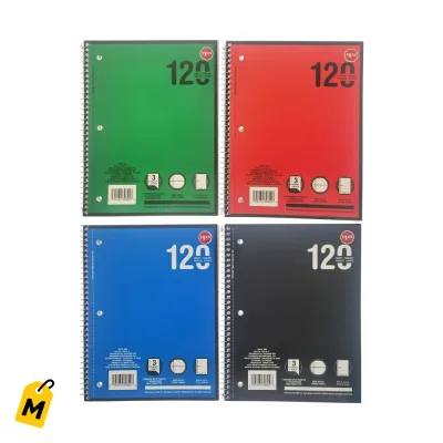 Cuaderno Espiral 3 Materias Rayas Anchas 120 Hojas