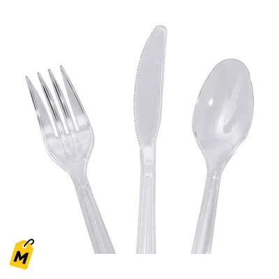 Cubiertos Plasticos Transparentes Desechables - 4 Paquetes de 48 Unds