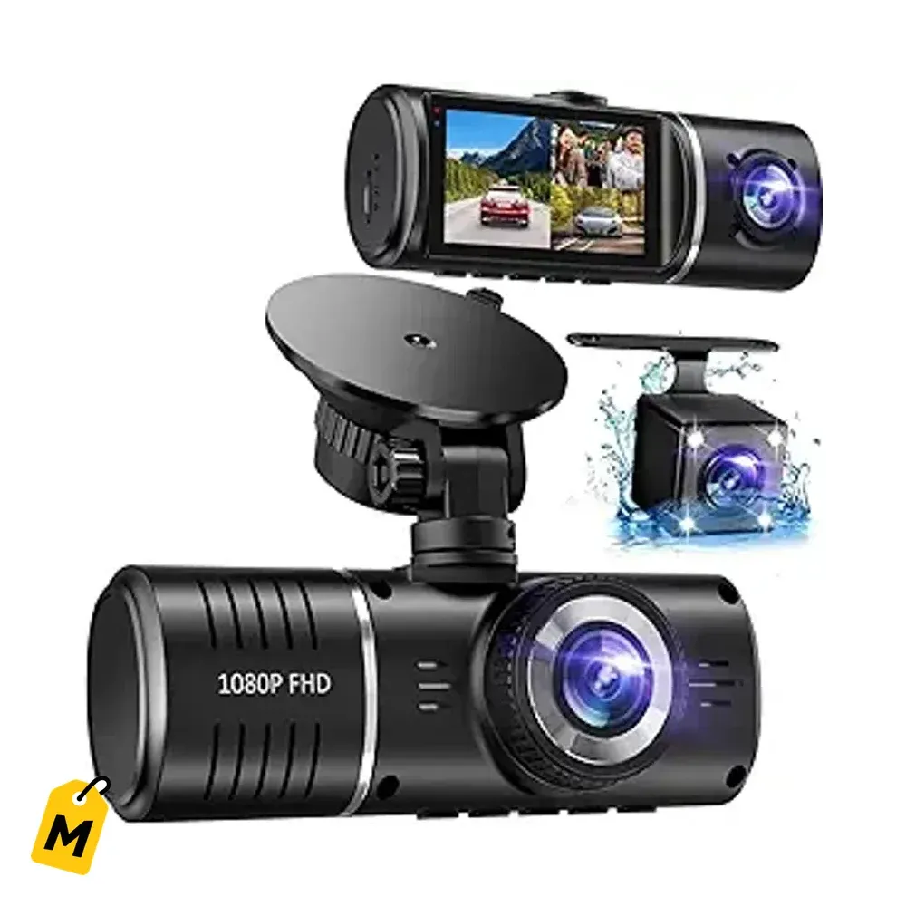 Dash Cam SUVCON 3 Canales Full HD Delantera Trasera Interior Vision Nocturna Parqueo 24H
