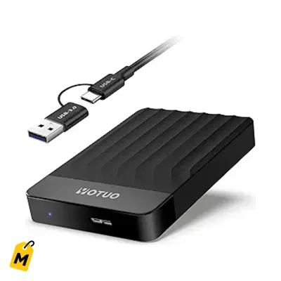 YOTUO Disco Duro Externo 750GB Portatil USB 3.0 y USB-C pa PC Mac PS4 Xbox Negro