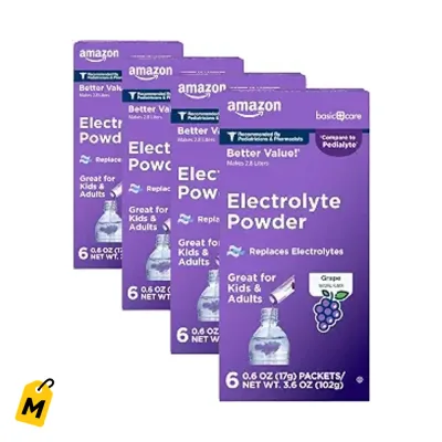 Electrolitos Amazon Basic Care Sabor Uva Pa Ninos y Adultos - Rehidratacion Rapida