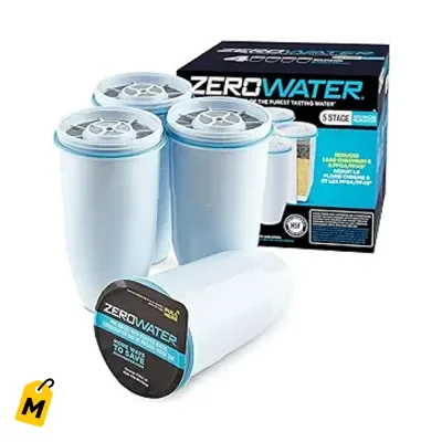 Filtro de Repuesto Oficial ZeroWater - 5 Etapas 0 TDS Agua Pura (4-Pack)