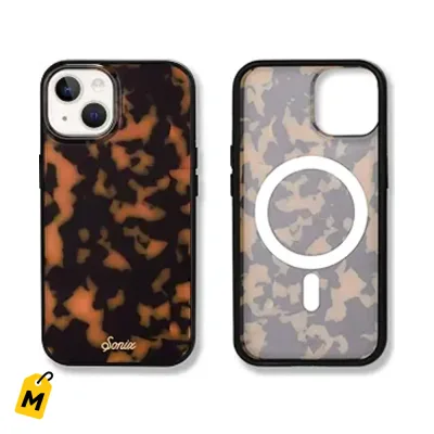 Forro Sonix pa iPhone 15 14 13 Carey Marron Aguanta Caidas y MagSafe