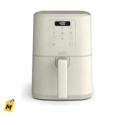 Freidora de Aire BELLA Slim 4qt Color Avena - No Toxica, Compacta y Potente