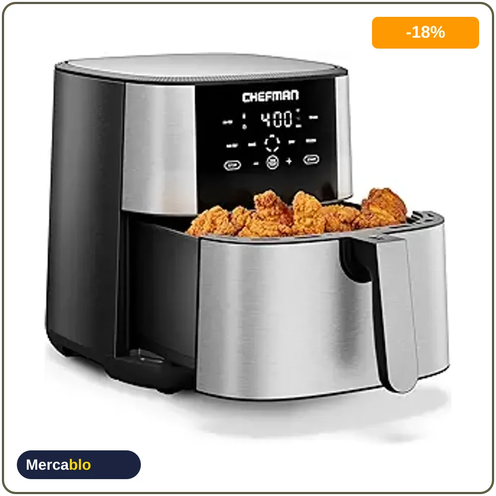 Freidora de Aire Chefman 8 Qt TurboFry 4 en 1: Frita, Hornea, Seca, Hi-Fry